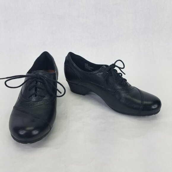 Cobb Hill Gratasha Oxfords Women's 6.5 Black Leather Low Heel Shoes Lace Up - Picture 1 of 15